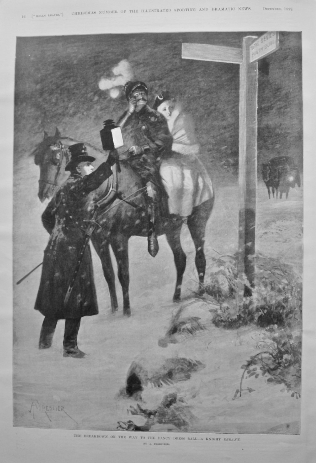 The Breakdown on the Way to the Fancy Dress Ball - A Knight Errant. 1899.