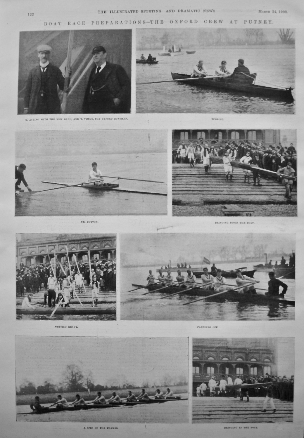 Boat Race Preparations - The Oxford Crew at Putney. 1900.