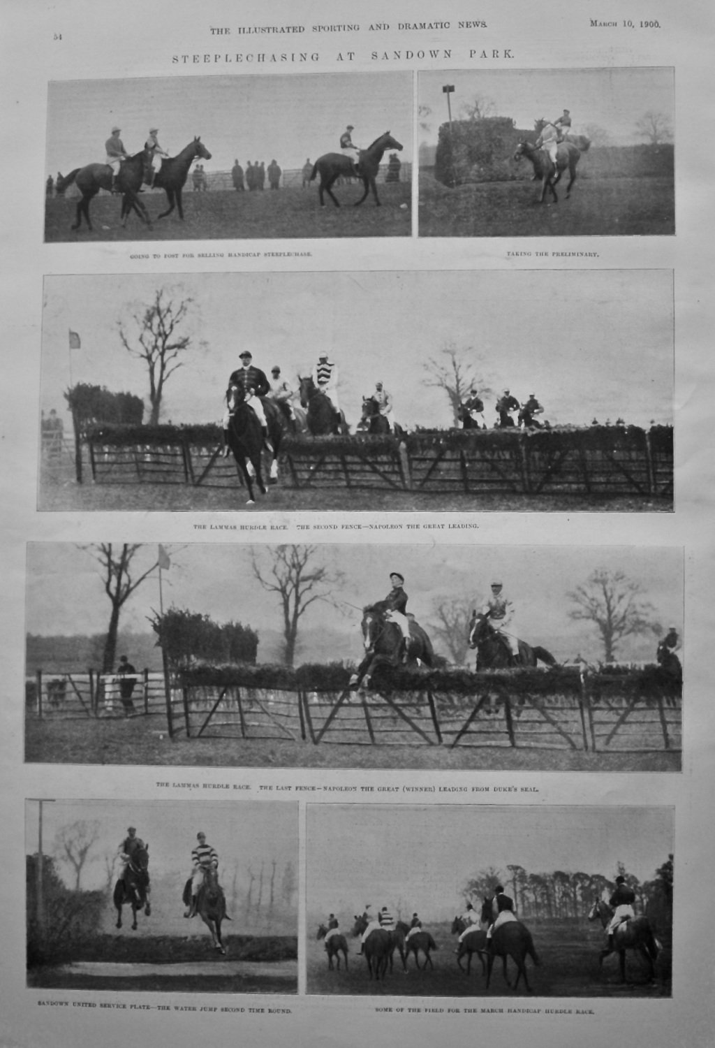 Steeplechasing at Sandown Park. 1900.