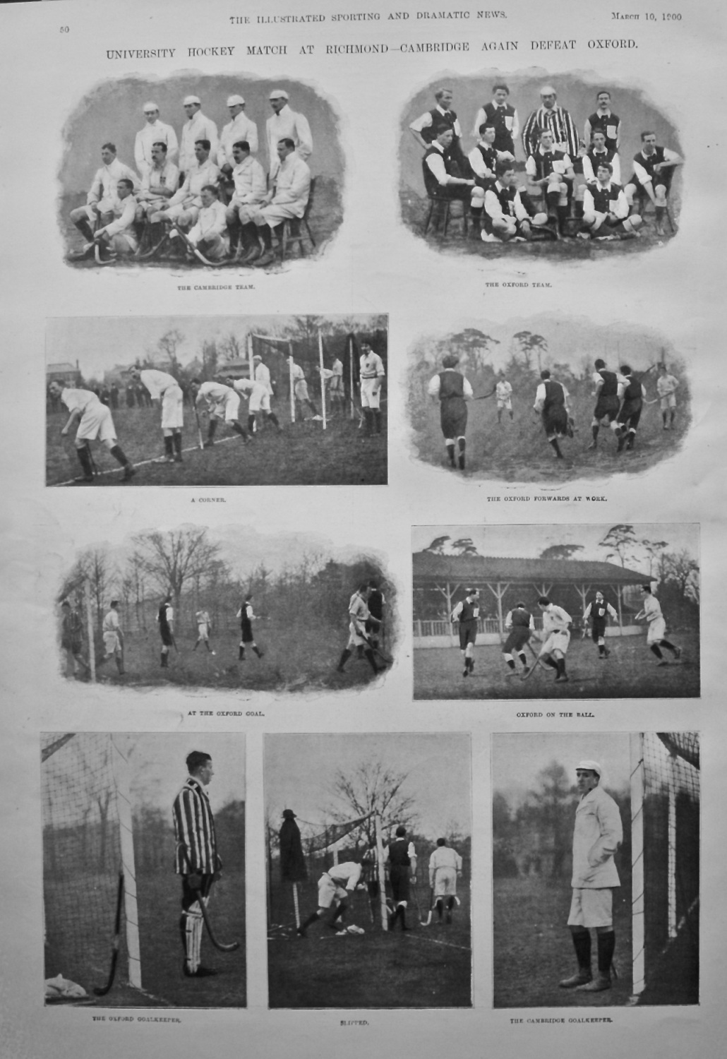 University Hockey Match at Richmond - Cambridge again defeat Oxford. 1900.