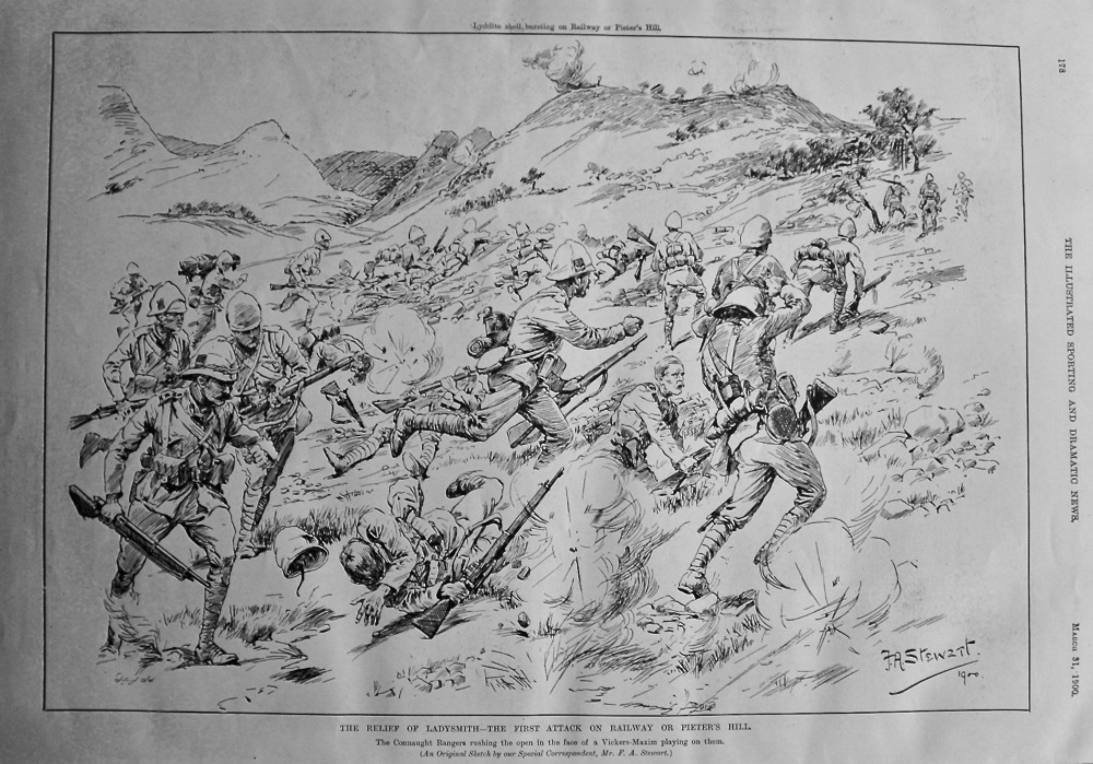 The Relief of Ladysmith - The First Attack on Railway or Pieter's Hill. 1900.