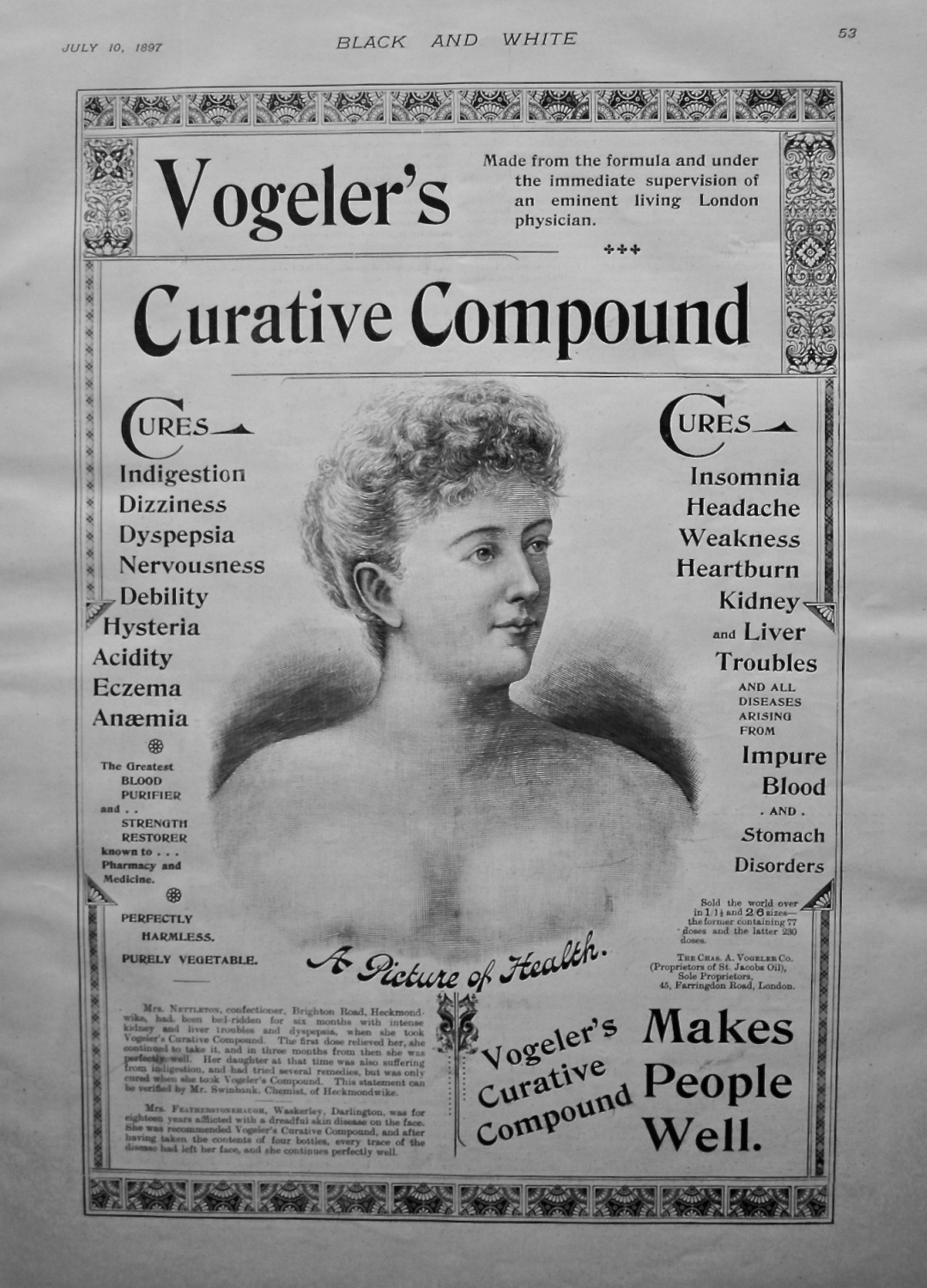 Vogeler's Curative Compound. 1897.