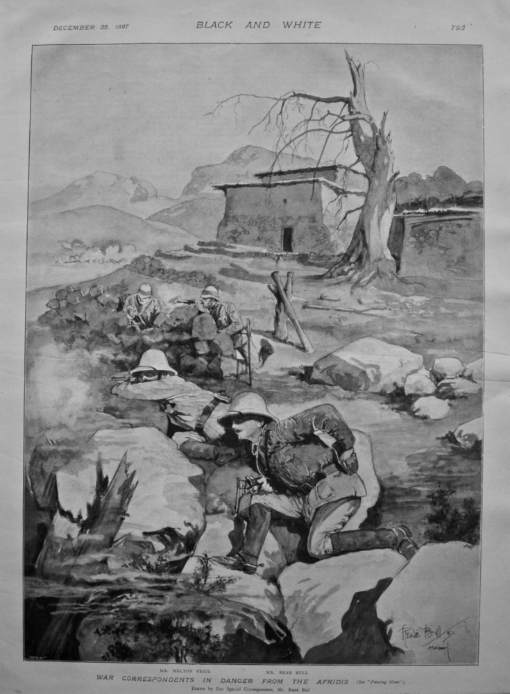 War Correspondents in Danger from the Afridis. 1897.