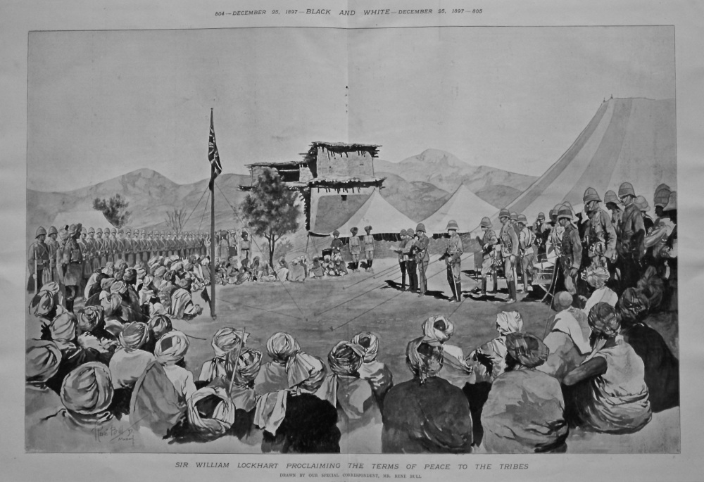 Sir William Lockhart Proclaiming the Terms of Peace to the Tribes. 1897.