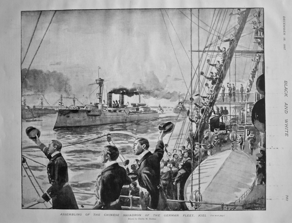 Assembling of the Chinese Squadron of the German Fleet, Kiel. 1897.