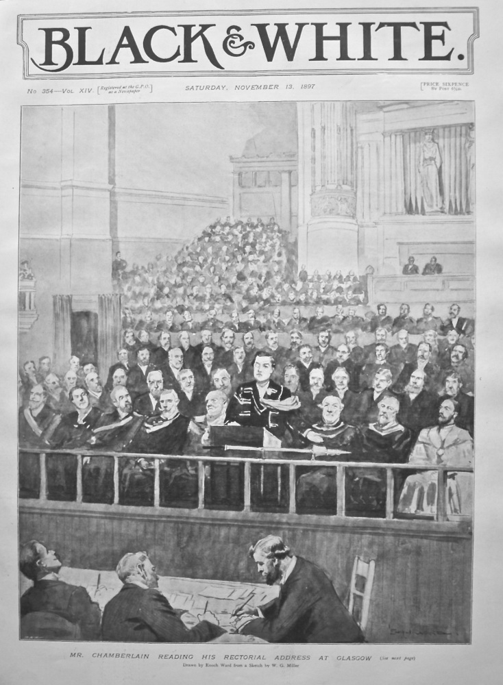 Mr. Chamberlain Reading His Rectorial Address at Glasgow. 1897.