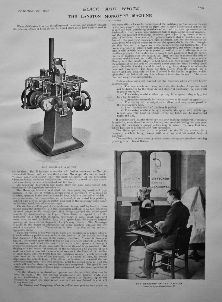 The Lanston Monotype Machine. 1897.
