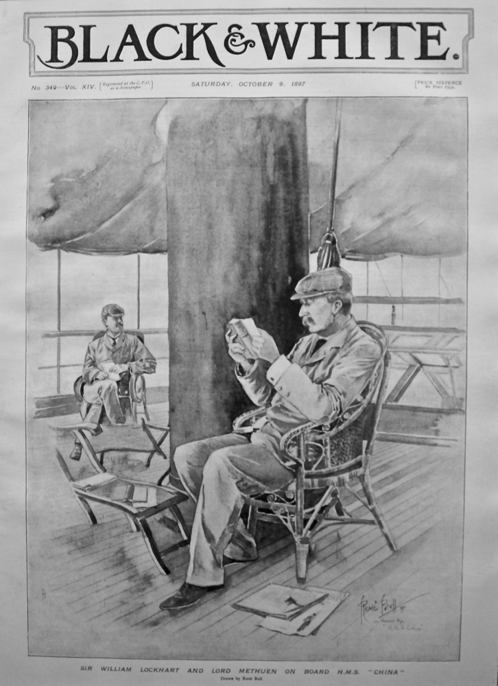 Sir William Lockhart and Lord Methuen on Board H.M.S. "China". 1897.
