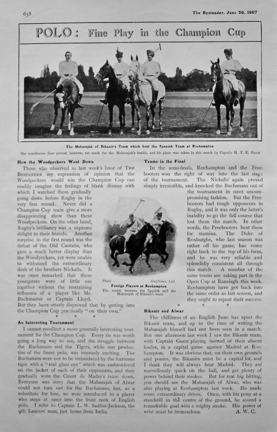 Polo : Fine Play in the Champion Cup. 1907.