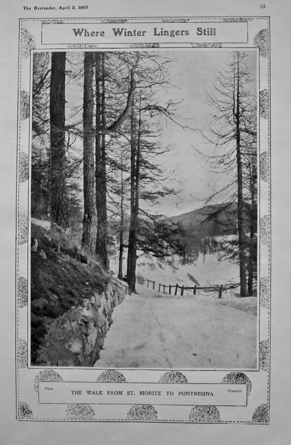 Where Winter Lingers Still : The Walk from St. Moritz to Pontresina. 1907.