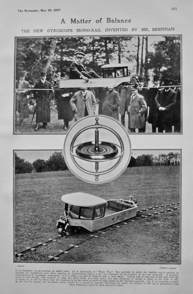 A Matter of Balance : The New Gyroscope Mono-Rail Invented by Mr. Brennan. 1907.