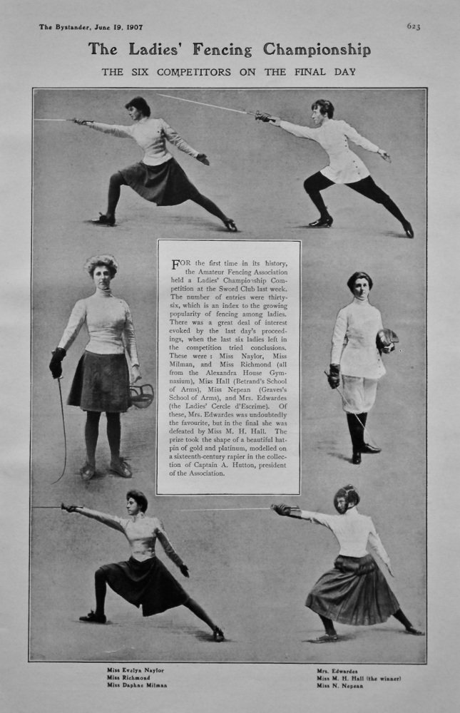 The Ladies' Fencing Championship : The Six Competitors on the Final Day. 1907.