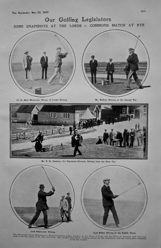 Our Golfing Legislators : Some Snapshots at the Lords v. Commons Match at Rye. 1907.