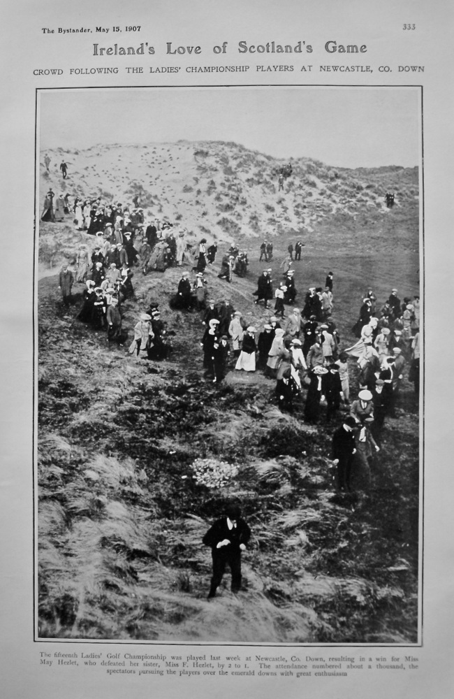 Ireland's Love of Scotland's Game. Crowd following the Ladies' Championship Players at Newcastle, Co. Down. (Golf) 1907.
