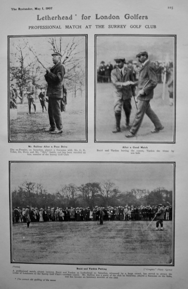 Letterhead' for London Golfers : Professional Match at the Surrey Golf Club. 1907.