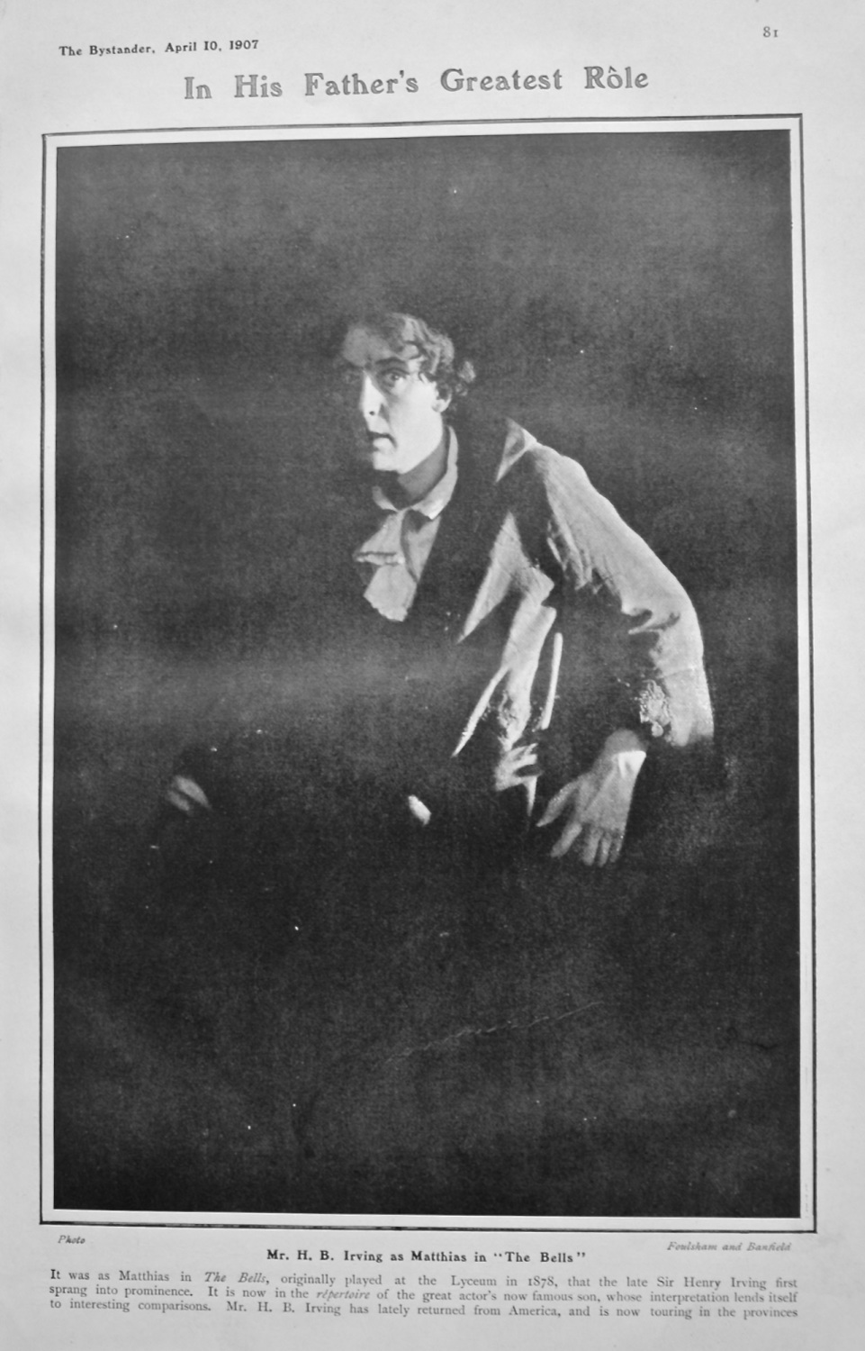 In His Father's Greatest Role : Mr. H. B. Irving as Matthias in 