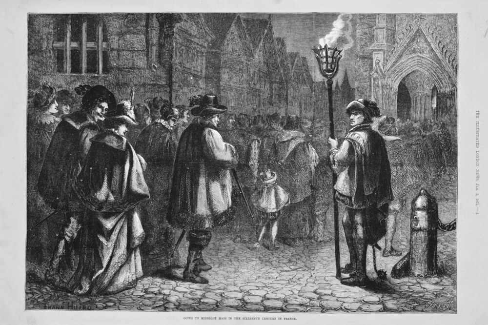 Going to Midnight Mass in the Sixteenth Century in France. 1875.