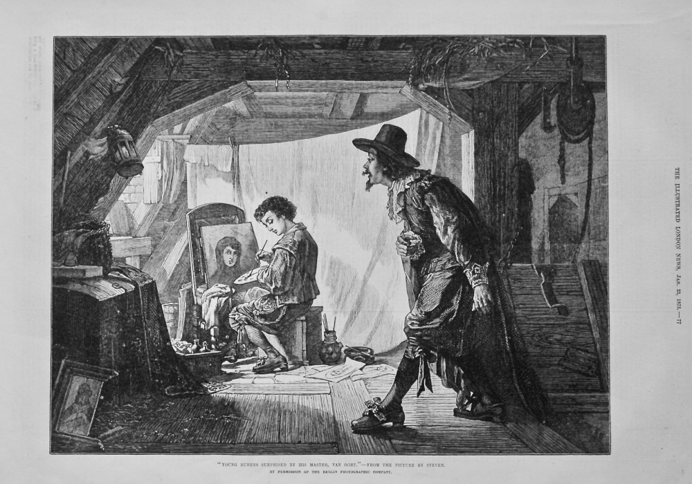 "Young Rubens Surprised by His Master, Van Oort." - From the Picture by Steven. 1875.