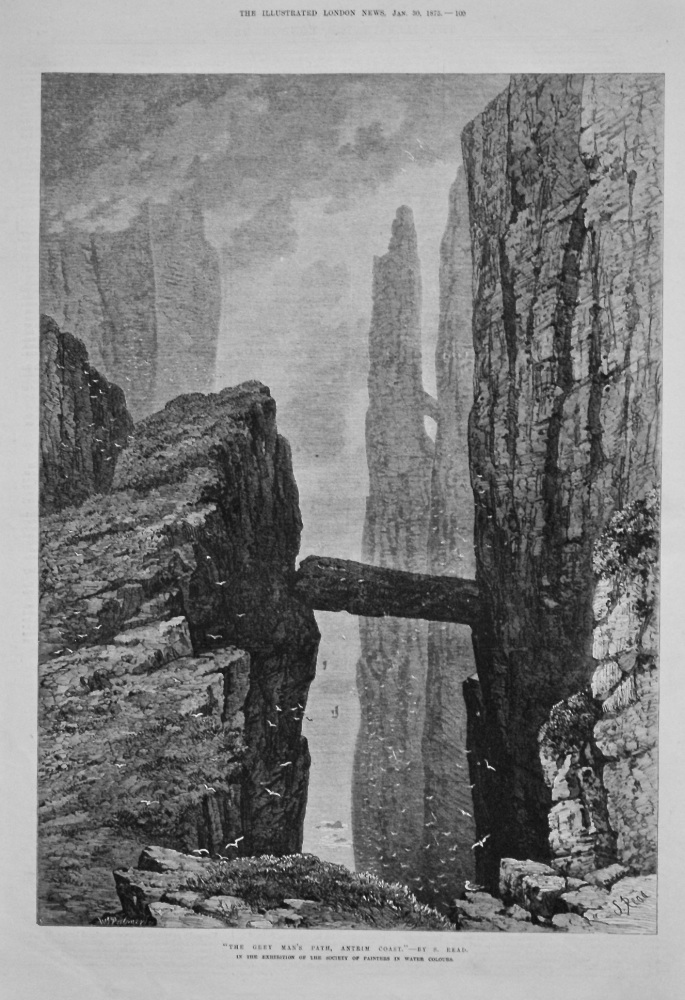 "The Grey Man's Path, Antrim Coast." -By S. Read. 1875.
