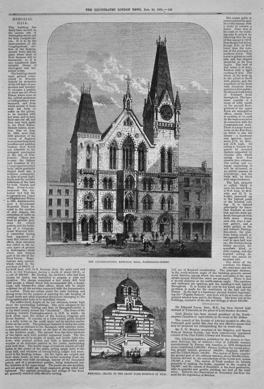 Congregational Memorial Hall, Farringdon-Street. London. 1875.