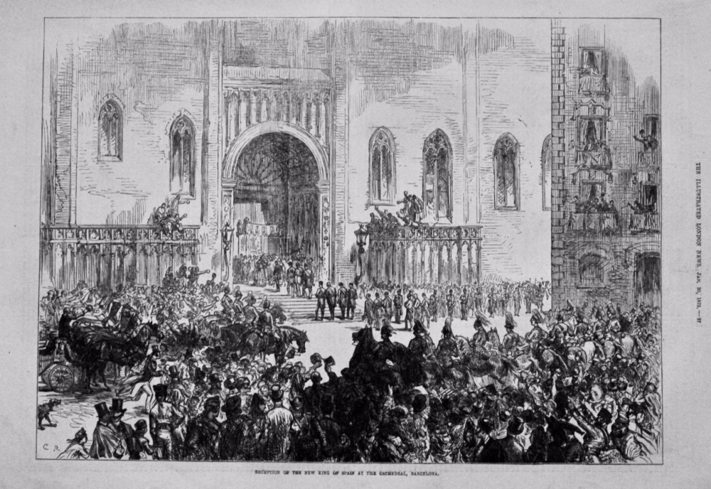 Reception of the New King of Spain at the Cathedral, Barcelona. 1875.