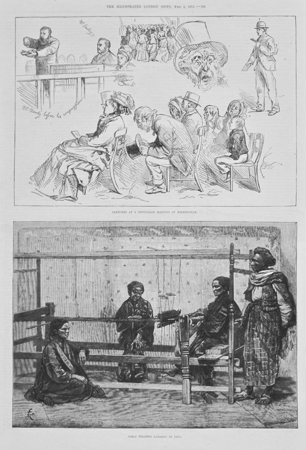 Girls Weaving Sarango in Java. 1875.