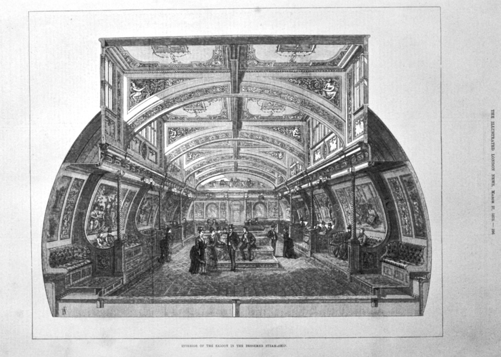 Interior of the Saloon in the Bessemer Steam-Ship. 1875.