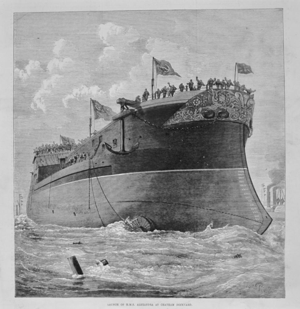 Launch of H.M.S. Alexandra at Chatham Dockyard. 1875.
