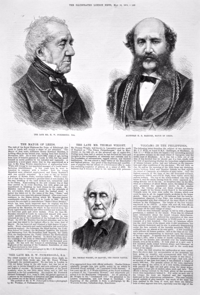 The Mayor of Leeds.  The Late Mr. Thomas Wright.  The Late Mr. W. H. Pickersgill, R. A.  1875.