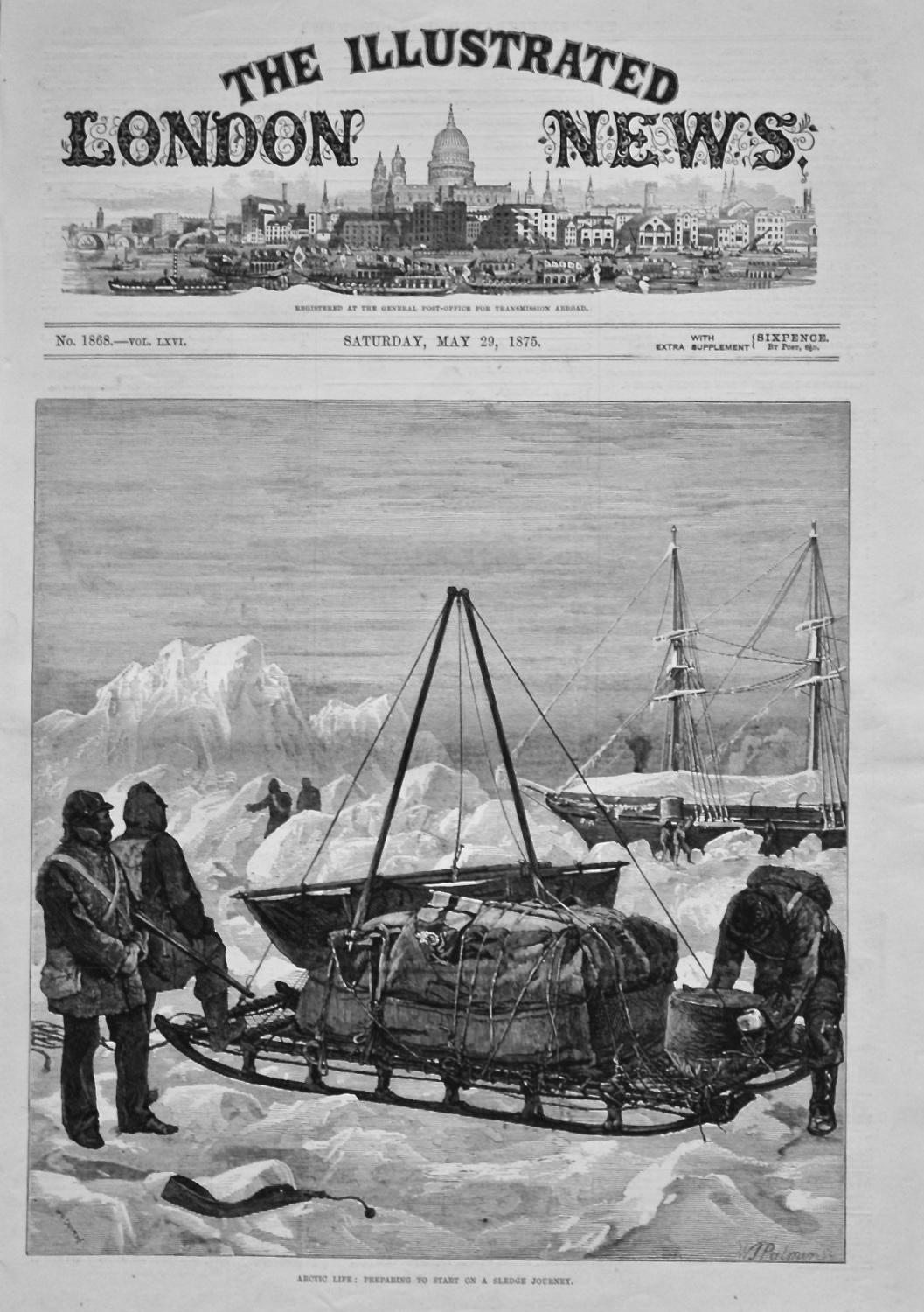 Arctic Life : Preparing to Start a Sledge Journey. 1875.