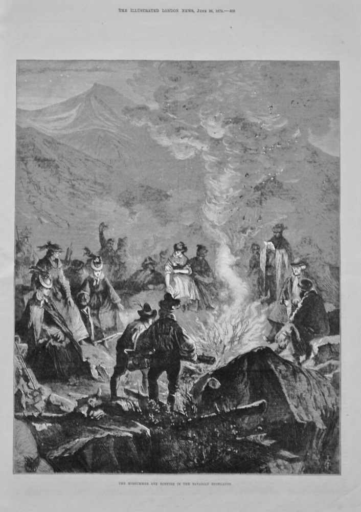 The Midsummer Eve Bonfire in the Bavarian Highlands. 1875.