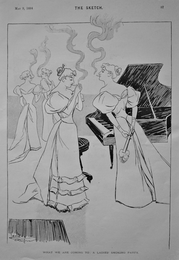 What We Are Coming To : A Ladies' Smoking Party. 1894.