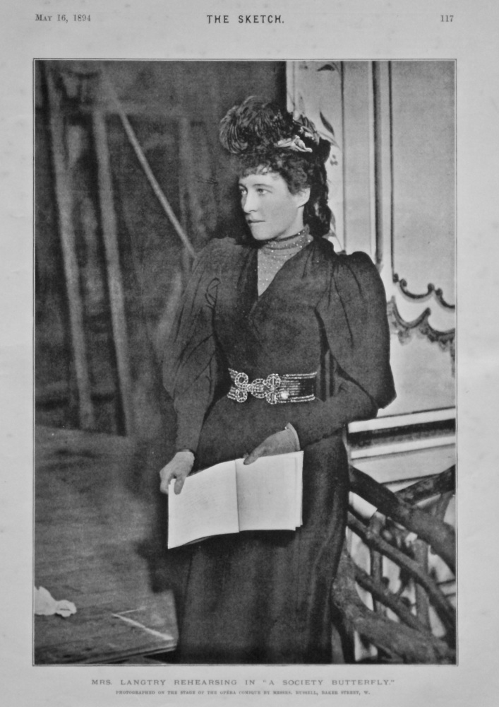 Mrs. Langtry Rehearsing in "A Society Butterfly." 1894.