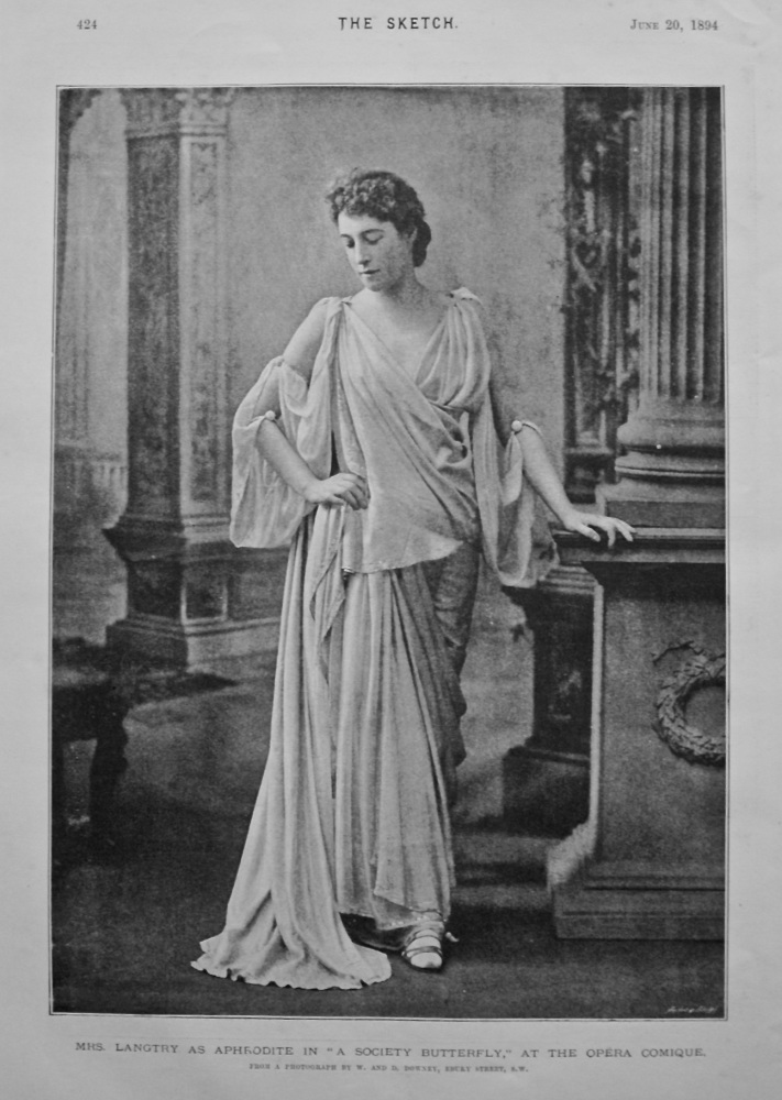 Mrs. Langtry as Aphrodite in "A Society Butterfly," at the Opera Comique. 1894.