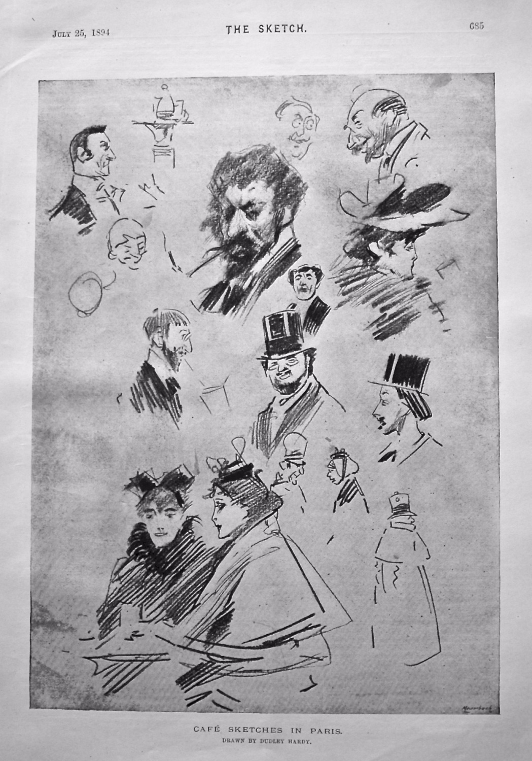 Cafe Sketches in Paris. 1894.