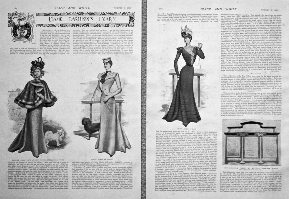 Dame Fashion's Diary.  August 6th. 1898.