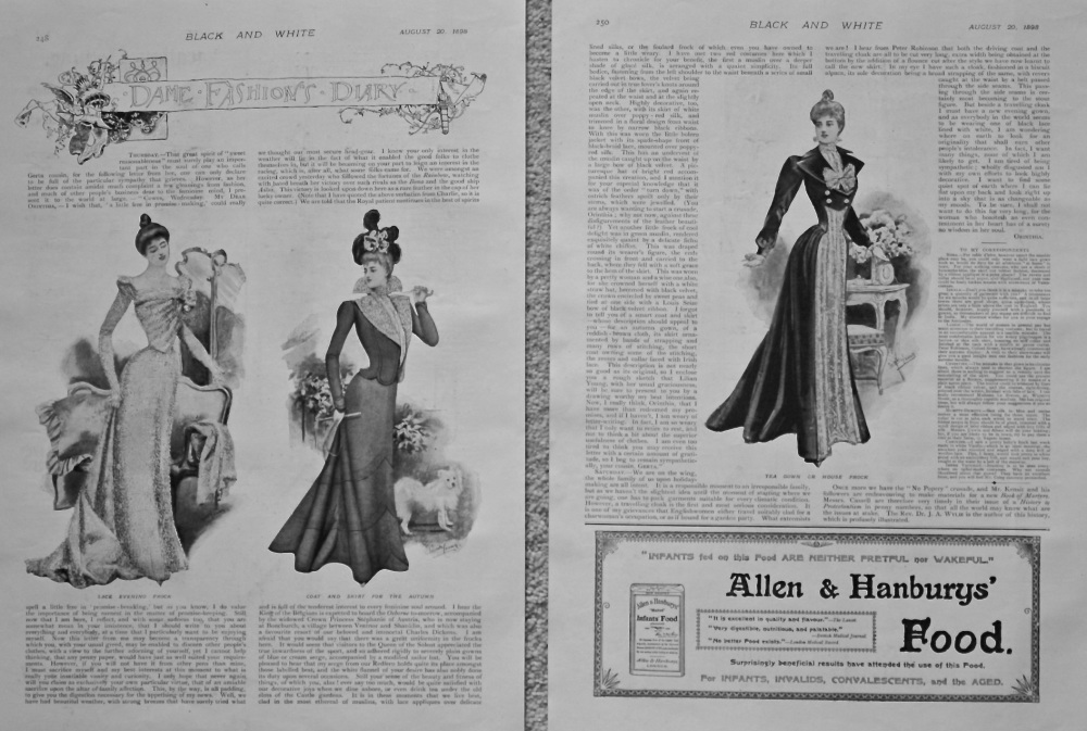 Dame Fashion's Diary. August 20th. 1898.
