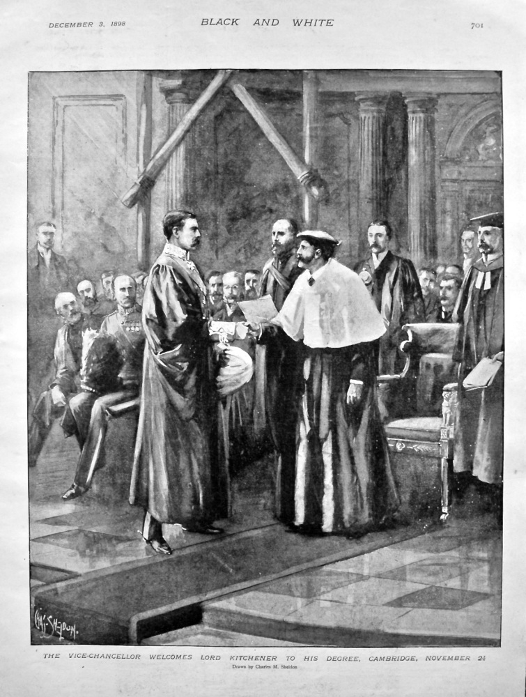 The Vice-Chancellor Welcomes Lord Kitchener to His Degree, Cambridge, November 24. 1898.
