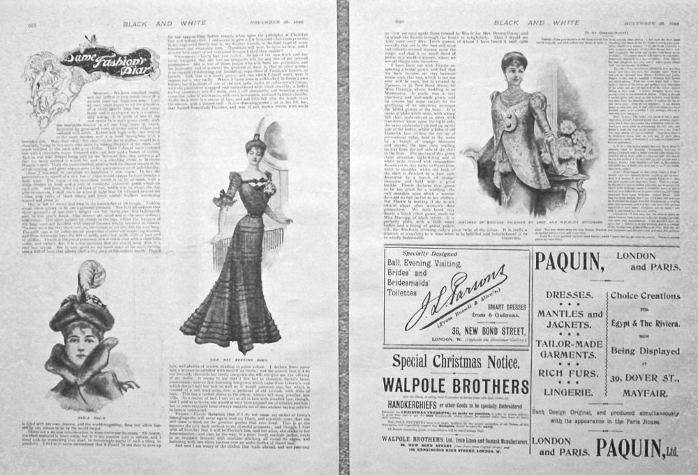 Dame Fashion's Diary. November 26th. 1898.