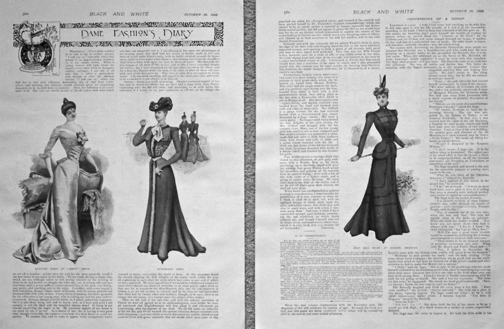 Dame Fashion's Diary. October 29th. 1898.