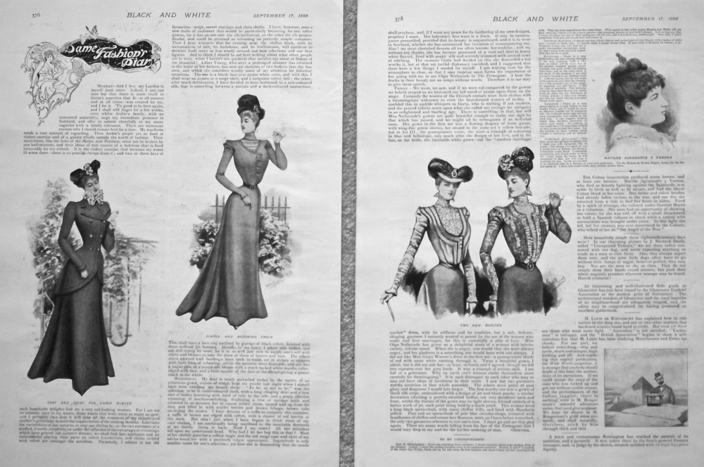 Dame fashion's Diary. September 17th. 1898.