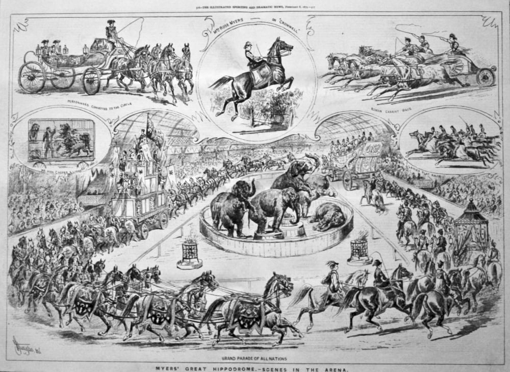 Myers' Great Hippodrome.- Scenes in the Arena. 1879.