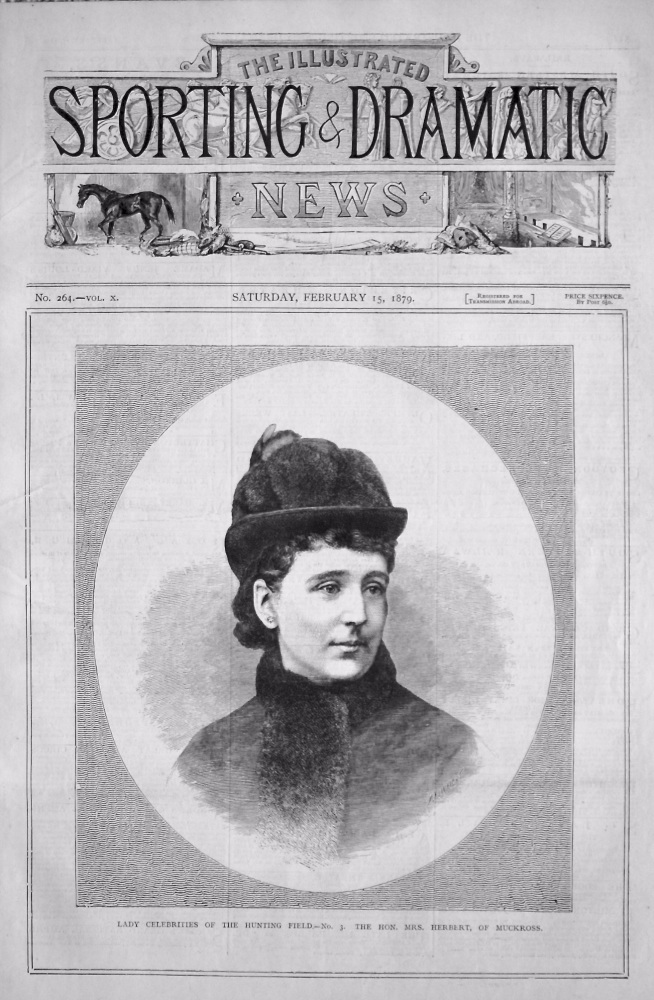 Lady Celebrities of the Hunting Field.- No. 3.  The Hon. Mrs. Herbert, of Muckross. 1879.