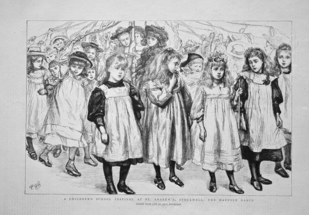 A Children's School Festival at St. Andrew's, Stockwell : The Maypole Dance. 1898.