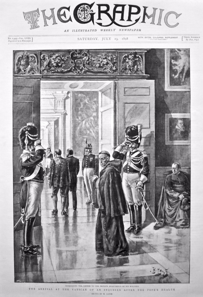 The Arrival at the Vatican of an Inquirer after the Pope's Health. 1898.