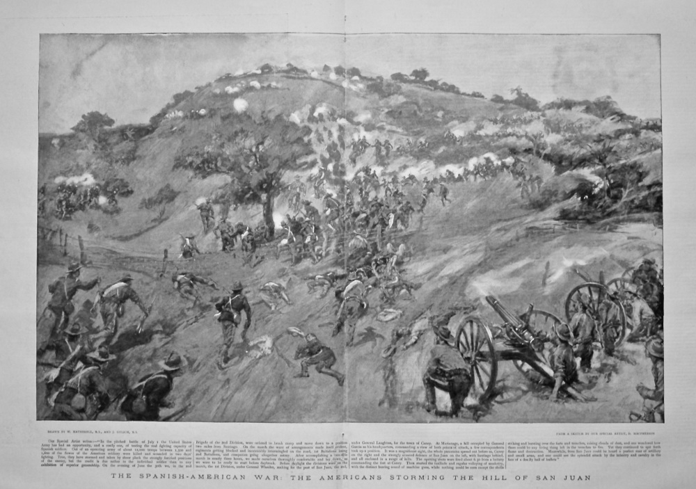 The Spanish-American War : The Americans Storming the Hill of San Juan. 1898.