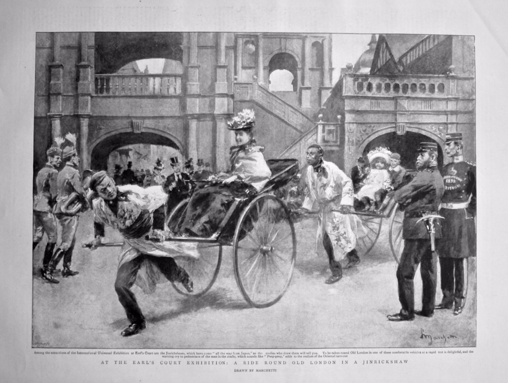 At the Earl's Court Exhibition : A Ride Round Old London in a Jinrickshaw. 1898.