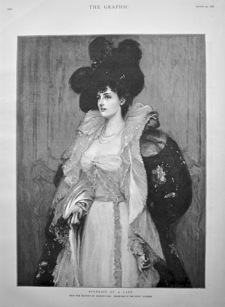 Portrait of a Lady. (From the painting by Richard Jack. Exhibited in the Royal Academy). 1898.