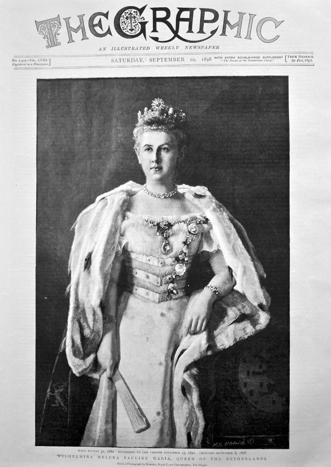 Wilhelmina Helena Pauline Maria, Queen of the Netherlands. 1898.