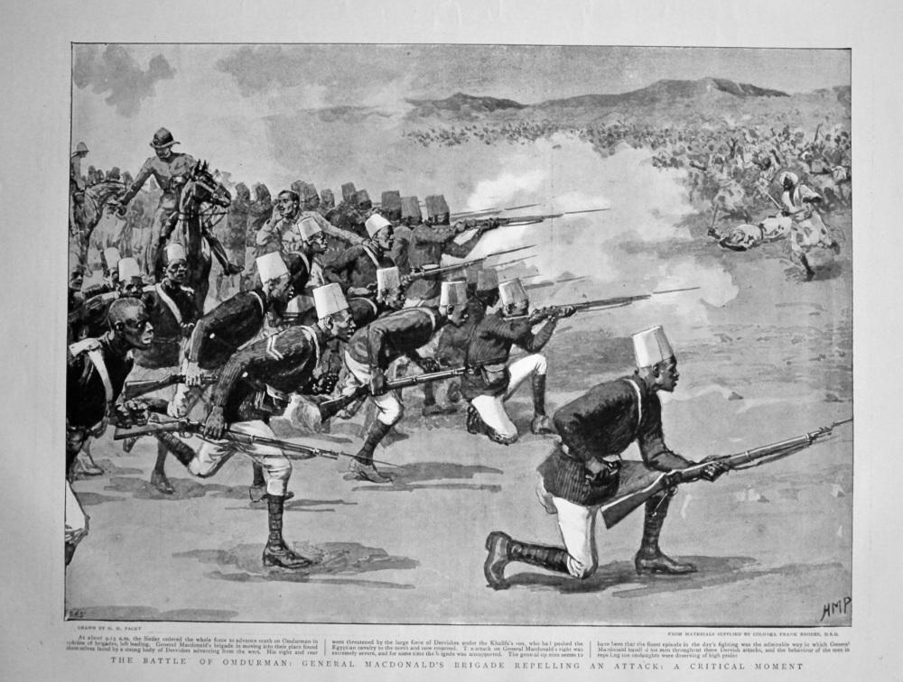 The Battle of Omdurman : General Macdonald's Brigade Repelling an Attack : A Critical Moment. 1898.